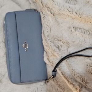 Coach light blue Large zip wallet